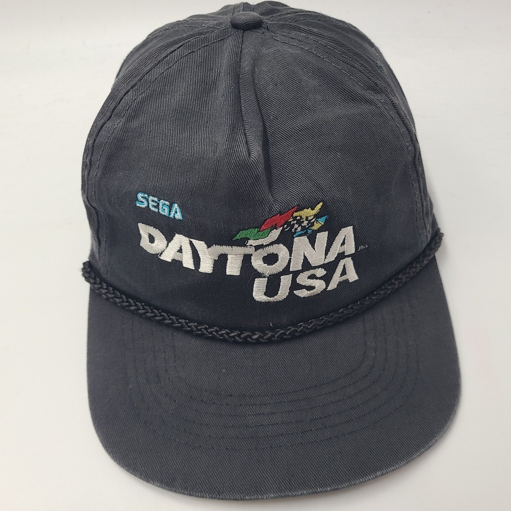Vintage Daytona USA Hat Snapback Black White Rope Sega Racing Video Game Men